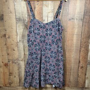 Torrid Navy Blue Red Medallion Print Smocked Back Cami Sun Dress Boho 2X 2 Plus